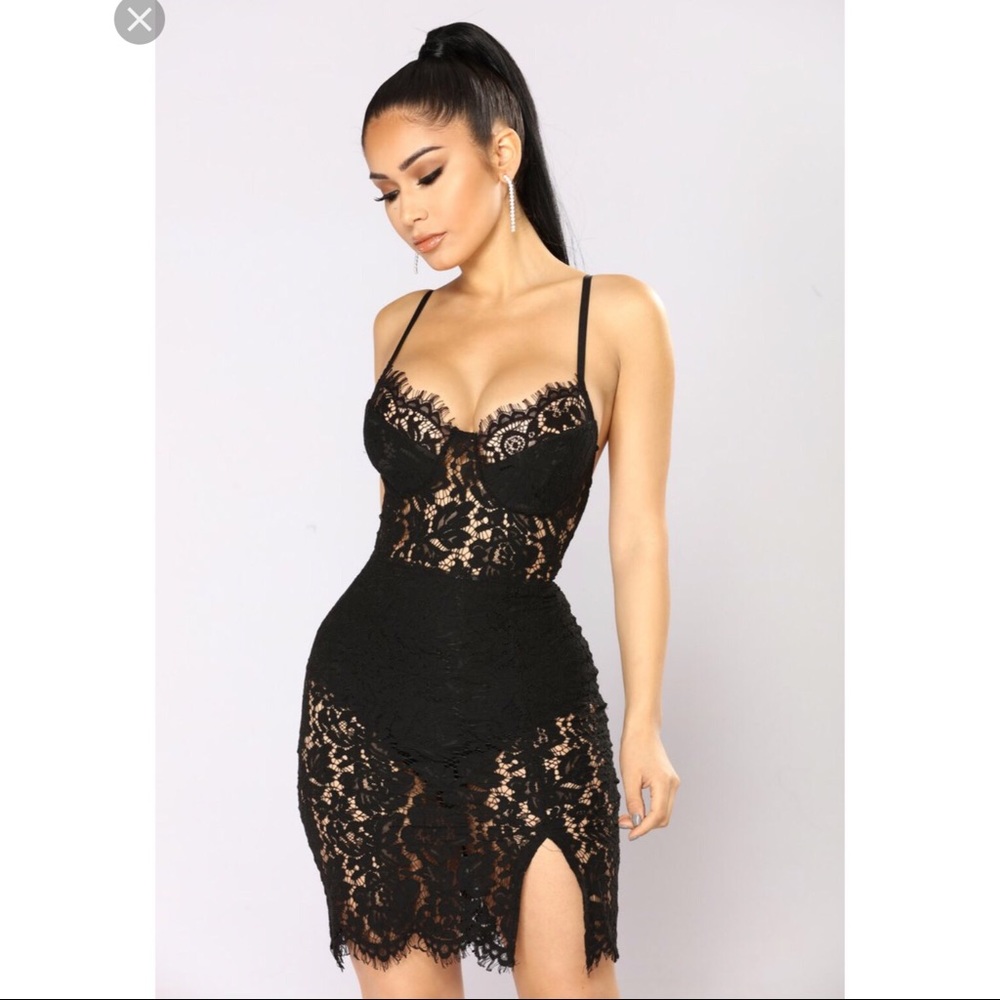 Fashion Nova Black Lace Mini Dress